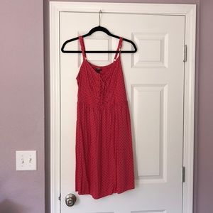 Torrid Pink polka dotted lace up dress